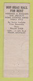 Matchbook Cover - Hof Brau Bar Fraser MI