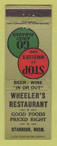 Matchbook Cover - Wheeler's Restaurant Standish MI