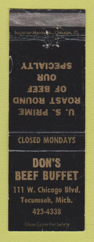 Matchbook Cover - Don's Beef Buffet Tecumseh MI WEAR