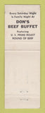 Matchbook Cover - Don's Beef Buffet Tecumseh MI WEAR