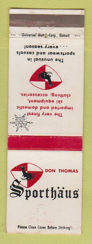 Matchbook Cover - Sporthaus Don Thomas Skiing Equipment