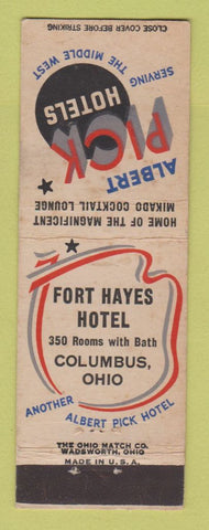 Matchbook Cover - Albert Pick Hotel Fort Hayes Hotel Columbus OH