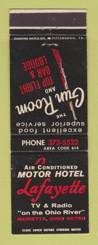 Matchbook Cover - Lafayette Motor Hotel Marietta OH Gun Room