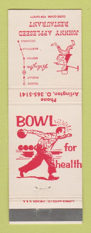 Matchbook Cover - Johnny Appleseed Restaurant Arlington OH bowling