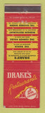 Matchbook Cover - Drake's Restaurants Chicago IL