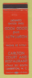 Matchbook Cover - Carlton Court and Restaurant Lumberton NC