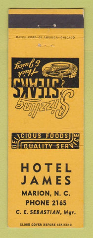Matchbook Cover - Hotel James Marion NC