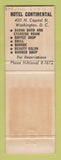 Matchbook Cover - Hotel Continental Washington DC