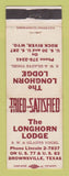 Matchbook Cover - Longhorn Lodge Brownsville TX Rock River