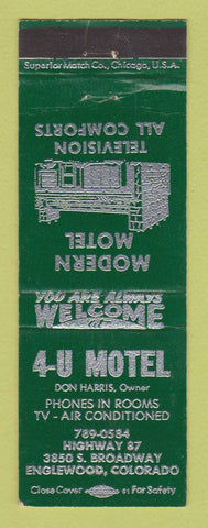 Matchbook Cover - 4U Motel Englewood Colorado