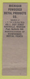 Matchbook Cover - Michigan Powdered Metal Products Detroit MI