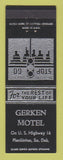 Matchbook Cover - Gerken Motel Plankinton SD