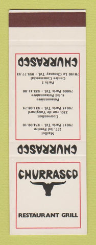 Matchbook Cover - Churrasco Restaurant Grill Maillot Parly France SAMPLE