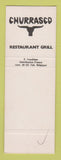 Matchbook Cover - Churrasco Restaurant Grill Maillot Parly France SAMPLE