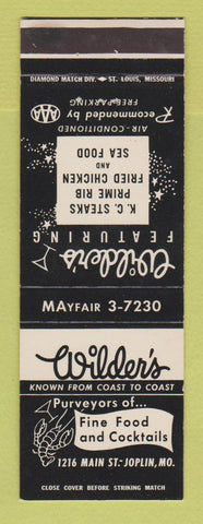 Matchbook Cover - Wilder's Restaurant Joplin MO
