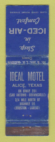 Matchbook Cover - Ideal Motel Alice TX WORN