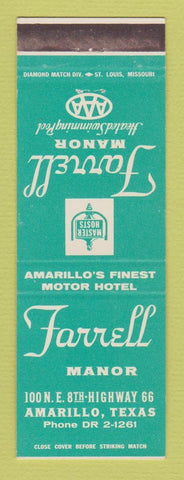 Matchbook Cover - Farrell Manor Amarillo TX Route 66