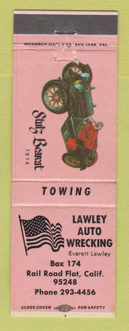 Matchbook Cover - Lawley Auto Wrecking Rail Road Flat CA
