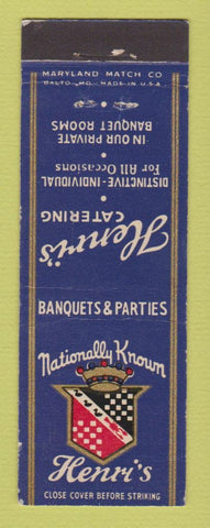 Matchbook Cover - Henri's Catering Philadelphia PA