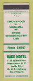 Matchbook Cover - Oaks Motel Greensboro NC
