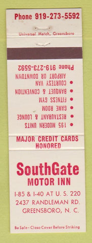 Matchbook Cover - South Gate Motor Inn Greensboro NC