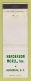 Matchbook Cover - Henderson Motel Henderson NC WEAR