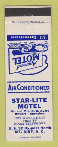 Matchbook Cover - Star Lite Motel Mount Airy NC