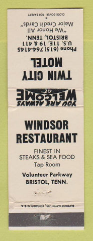 Matchbook Cover - Twin City Motel Bristol TN Windsor Restaurant WEAR