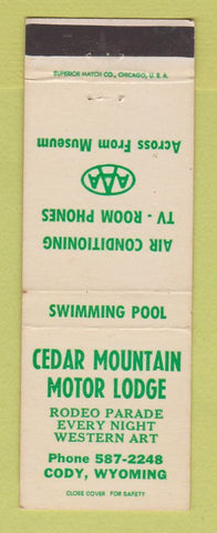 Matchbook Cover - Cedar Mountain Motor Lodge Cody WY
