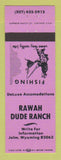 Matchbook Cover - Rawah Dude Ranch Jelm WY