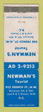 Matchbook Cover - Newman's Tourist Washington DC