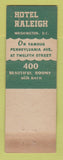Matchbook Cover - Hotel Raleigh Washington DC Mall Mall Room