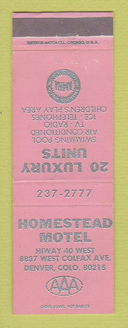 Matchbook Cover - Homestead Motel Denver Colorado Colfax
