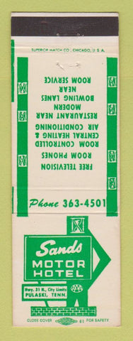 Matchbook Cover - Sands Motor Hotel Pulaski TN