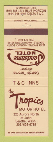 Matchbook Cover - Sandstone Motel Seattle WA Tropics Motor Hotel