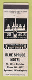 Matchbook Cover - Blue Spruce Motel Spokane WA WHITE
