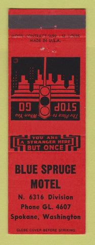 Matchbook Cover - Blue Spruce Motel Spokane WA RED