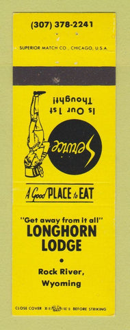 Matchbook Cover - Longhorn Lodge Rock River WY YELLOW