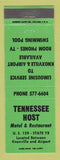 Matchbook Cover - Tennessee Host Knoxville TN motel GREEN