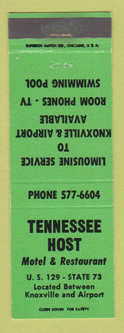 Matchbook Cover - Tennessee Host Knoxville TN motel GREEN