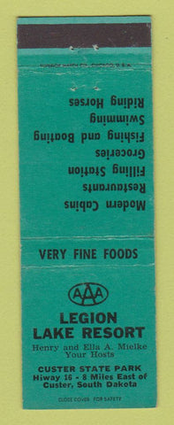 Matchbook Cover - Legion Lake Resort Custer SD