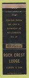 Matchbook Cover - Rock Crest Lodge Custer SD WEAR