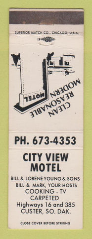 Matchbook Cover - City View Motel Custer SD