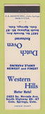 Matchbook Cover Dutch Oven Restaurant Western Hills Motor Hotel Colorado Springs