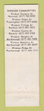 Matchbook Cover - Windsor Communities Norwood Framingham Waltham MA
