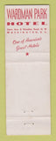 Matchbook Cover - Wardman Park Hotel Washington DC