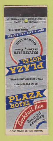 Matchbook Cover - Plaza Hotel Milwaukee WI