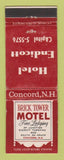 Matchbook Cover - Brick Tower Motel Concord NH WEAR