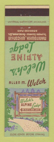 Matchbook Cover - Welch's Alpine Lode Manitowish WI