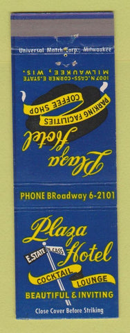 Matchbook Cover - Plaza Hotel Milwaukee WI
